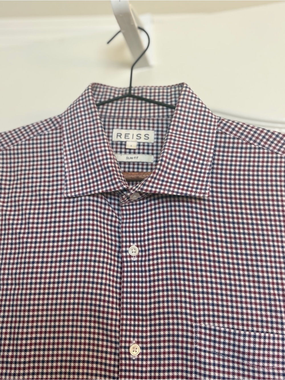 Reiss London "Glover" Slim Fit Check Dress Shirt Men's Large - READ Flaws